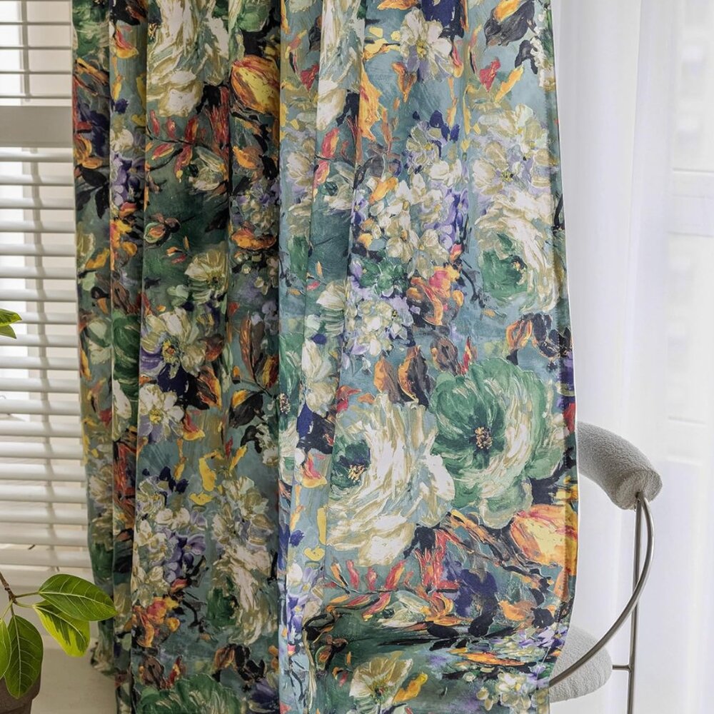 Flowers Curtains – 2 Panels, 54"x84", Vintage Rose Floral Embroidered,